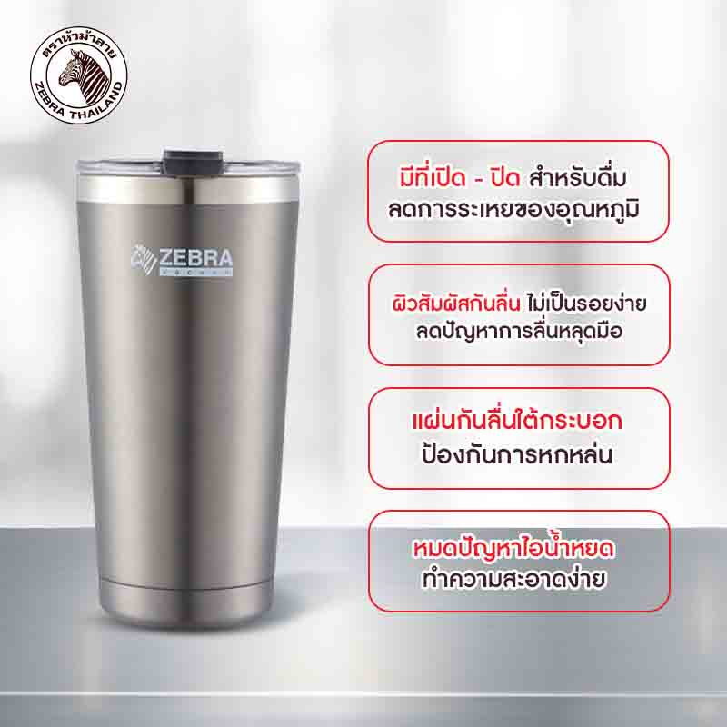 Zebra ถ้วยน้ำสูญญากาศ POLAR 0.58 L สีเทา