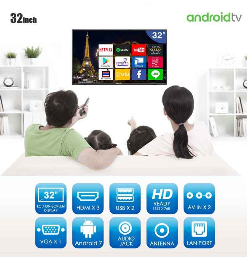 Worldtech Infinity Display Android Smart TV HD Ready ขนาด 32 นิ้ว รุ่น WTTVSM32HDR210000A