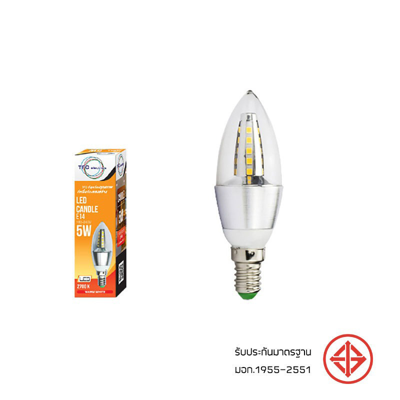 TFC หลอด LED CANDLE 5 วัตต์ ขั้ว E14 แสงเดย์ไลท์ -ขาว