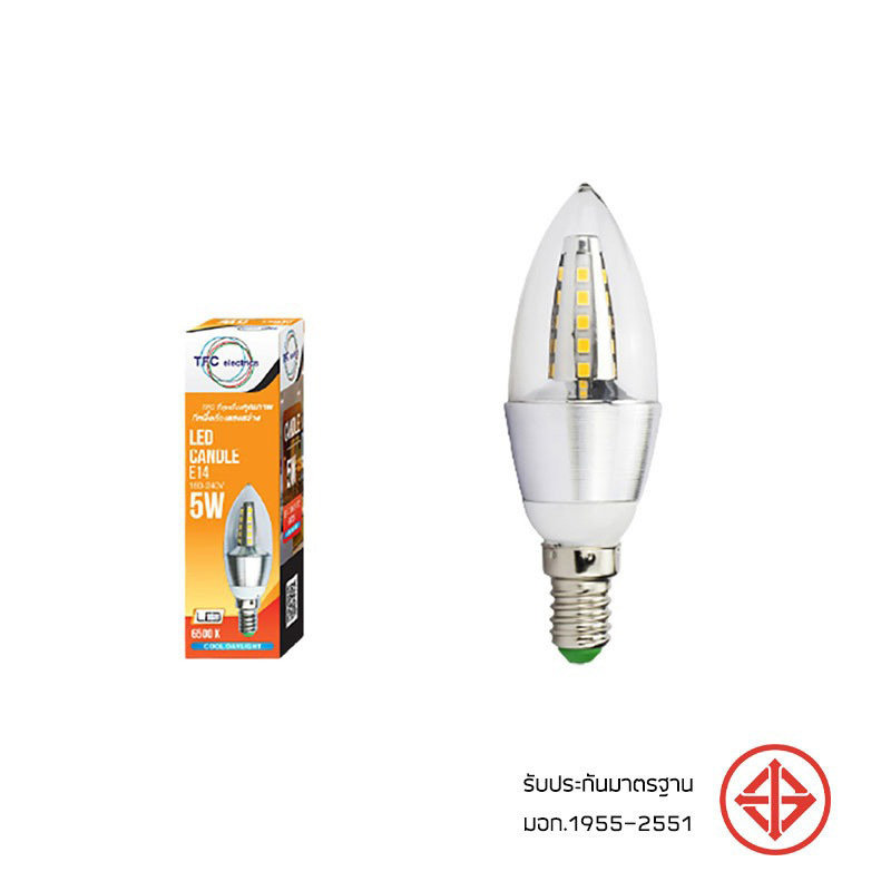 TFC หลอด LED CANDLE 5 วัตต์ ขั้ว E14 แสงวอร์มไวท์