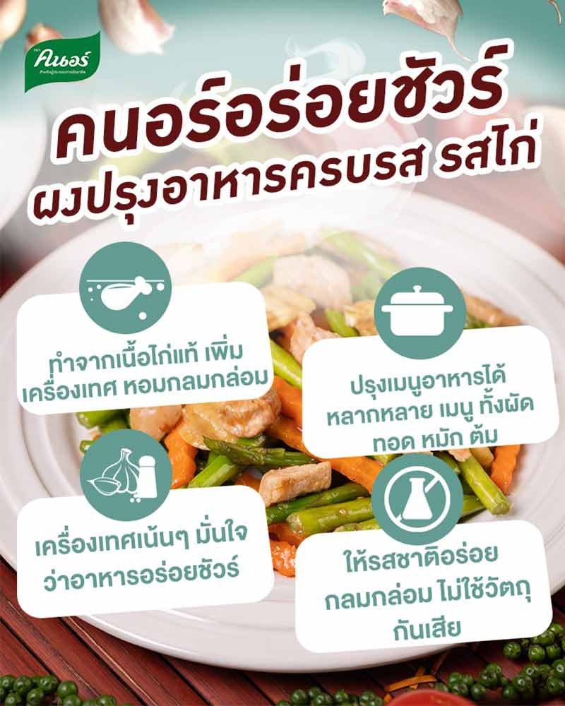 คนอร์อร่อยชัวร์ ผงปรุงครบรส รสไก่ 70 กรัม (แพ็ก 6 ชิ้น)