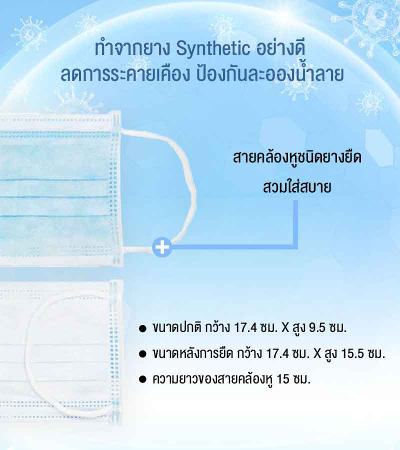 MICROTEX หน้ากากป้องกันฝุ่น สีฟ้า (กล่อง 50 ชิ้น)