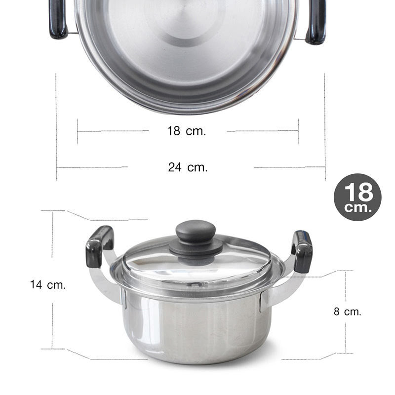 RRS ชุดหม้อสเตนเลส รุ่น มีหูจับ (5 ใบ)