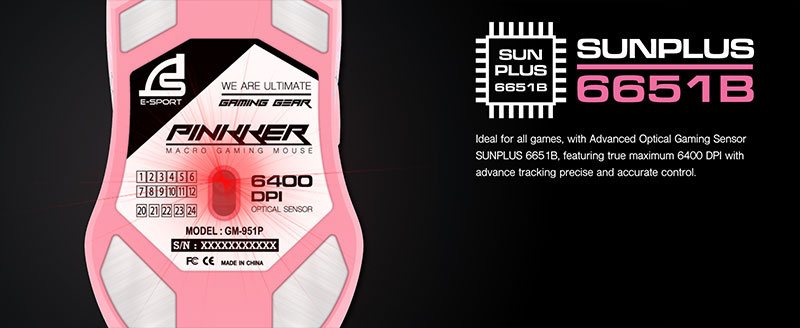 SIGNO E-Sport เม้าส์เกม PINKKER GM-951P