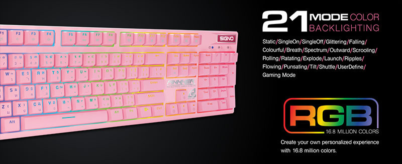 SIGNO E-Sport คีย์บอร์ดเกม PINKKER KB-741P