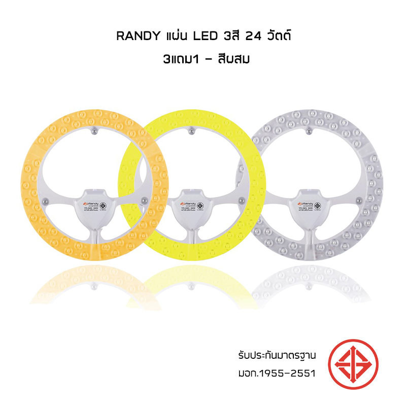 RANDY แผ่น LED 3สี 24 วัตต์ 3แถม1