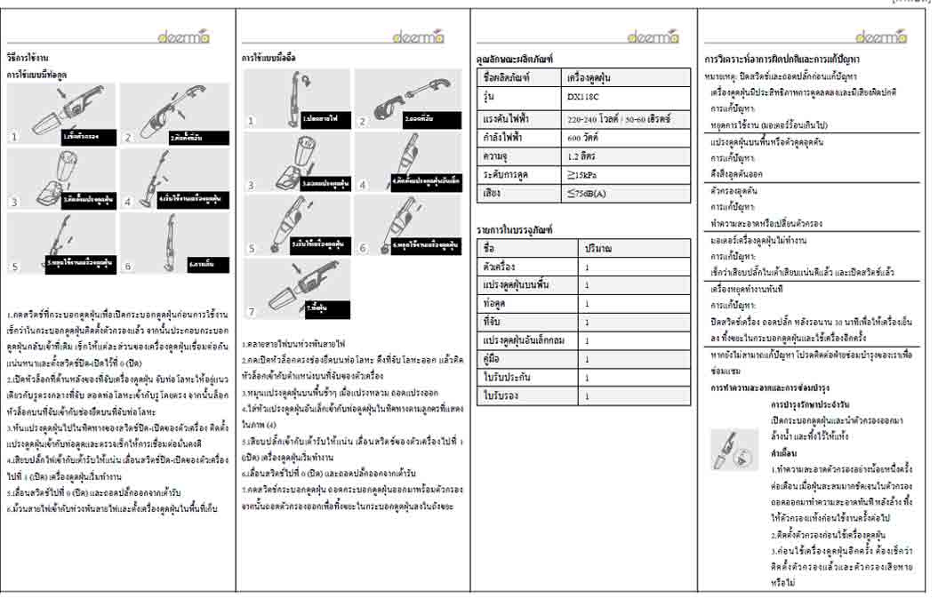 Deerma ไส้กรองเครื่องดูดฝุ่นใช้งานในบ้าน รุ่น DX115C