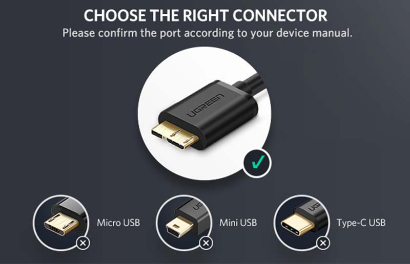 Ugreen รุ่น 10840 สายแปลงสัญญาณ USB 3.0A male to Micro USB 3.0 male cable