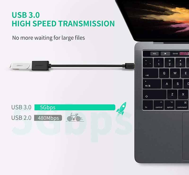 Ugreen รุ่น 30701 สาย USB-C Male to USB3.0 Female OTG Cable