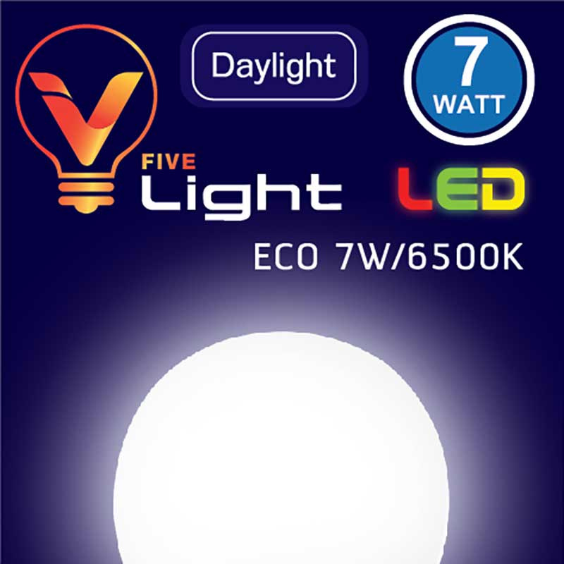 V Five Light หลอดLED Bulb 7W Daylight (แพ็กคู่)