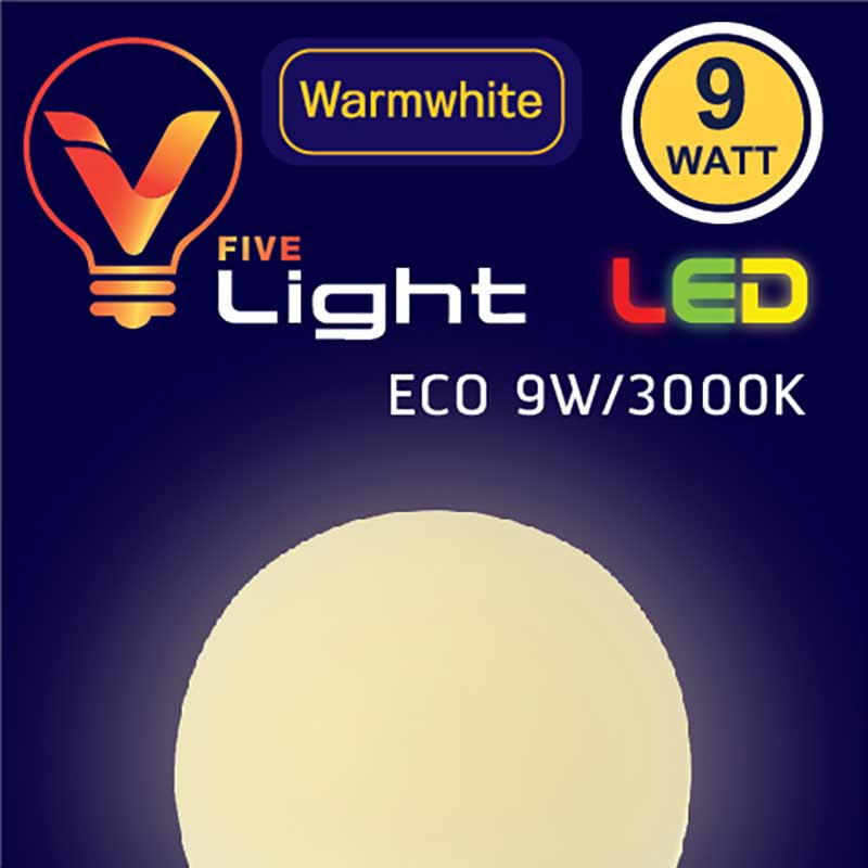 V Five Light หลอดLED Bulb 9W Warmwhite (แพ็กคู่)