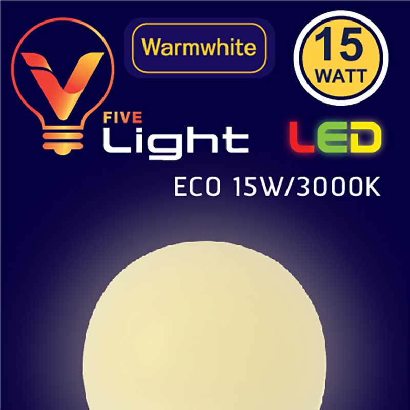 V Five Light หลอดLED Bulb 15W Warmwhite (แพ็กคู่)