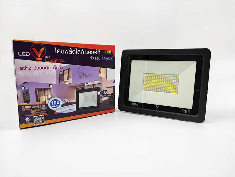 V Five Light โคมฟลัดไลท์ Slim 100W Daylight