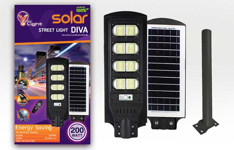 V Five Light โคมไฟถนน Solar Cell รุ่น DIVA 200W Daylight