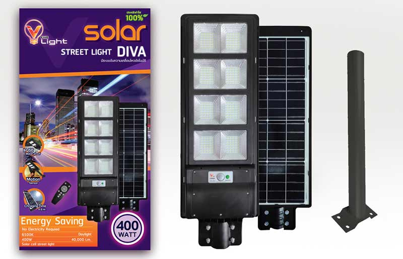 V Five Light โคมไฟถนน Solar Cell รุ่น DIVA 400W Daylight