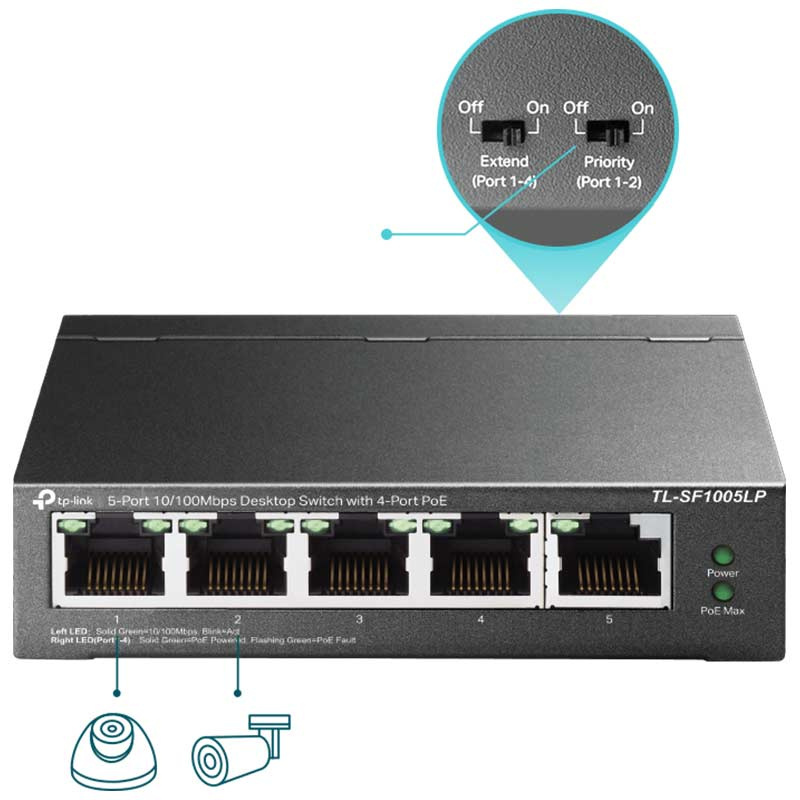 TP-Link TL-SF1005LP 5-Port 10/100Mbps Desktop Switch with 4-Port PoE