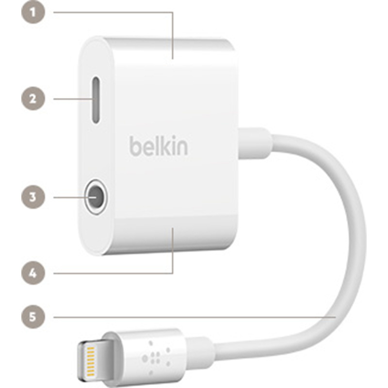 Belkin อุปกรณ์แปลงสัญญาณ (F8J212btWHT) 3.5 mm Audio + Charge RockStar