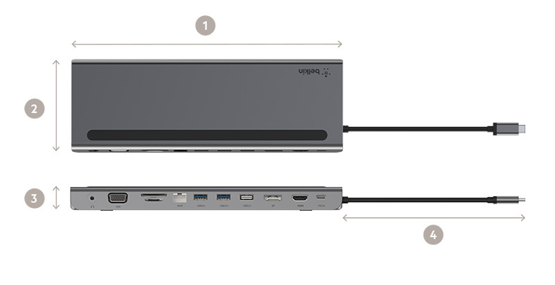 Belkin อุปกรณ์แปลงสัญญาณ (INC004btSGY) USB-C 11-in-1 Multiport Dock