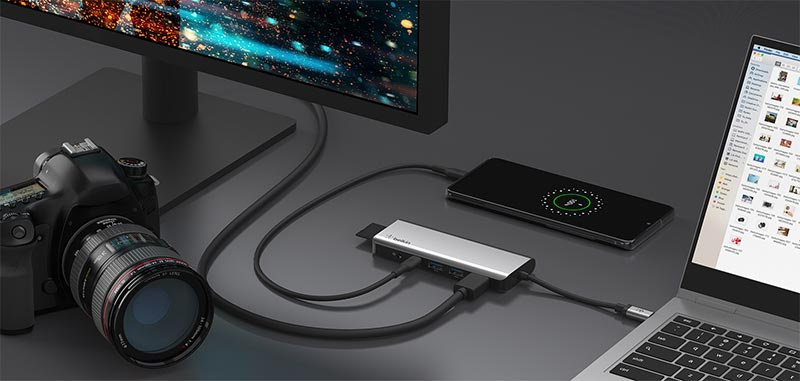 Belkin อุปกรณ์แปลงสัญญาณ (AVC009btSGY) USB-C 7-in-1 Multiport Hub Adapter