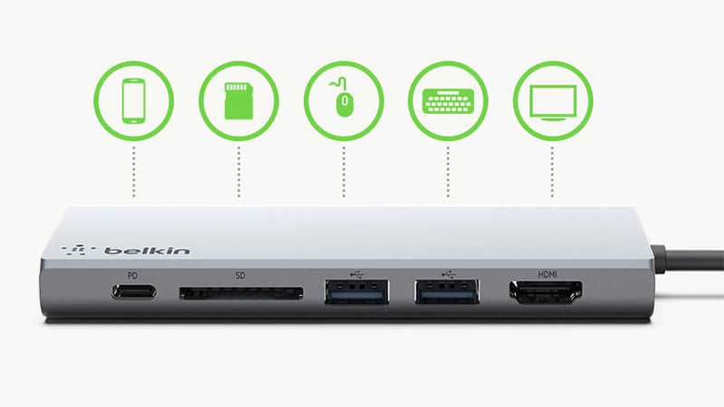 Belkin อุปกรณ์แปลงสัญญาณ (F4U092btSGY) USB-C Multimedia Hub