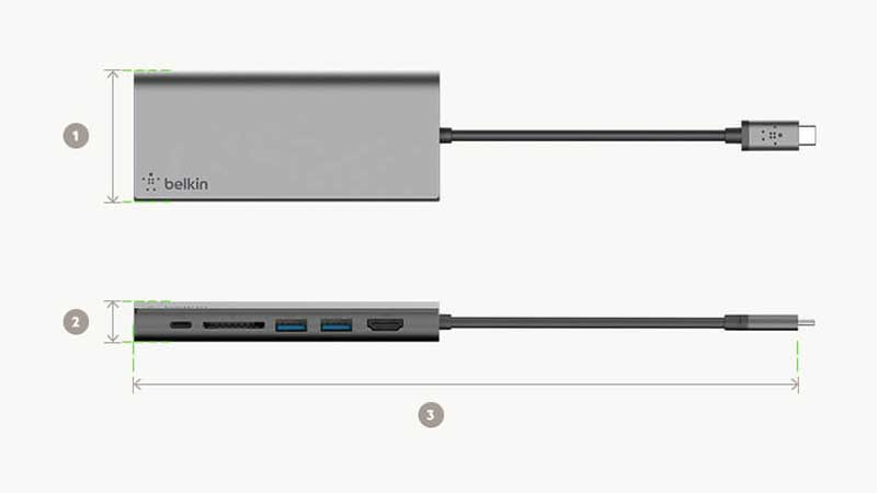 Belkin อุปกรณ์แปลงสัญญาณ (F4U092btSGY) USB-C Multimedia Hub