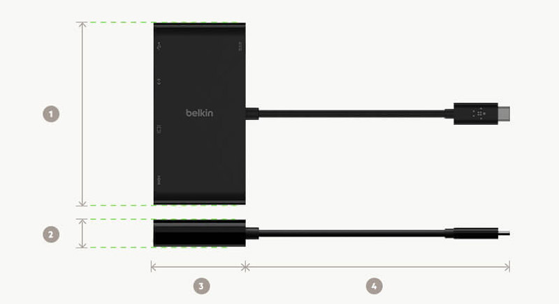 Belkin อุปกรณ์แปลงสัญญาณ (AVC005btBK) USB-C Multimedia Adapter