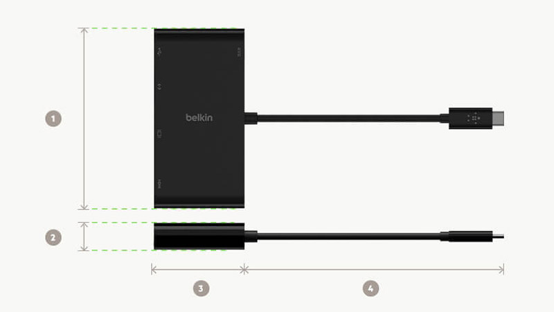 Belkin อุปกรณ์แปลงสัญญาณ (AVC004btBK) USB-C Multimedia + Charge Adapter (100W)