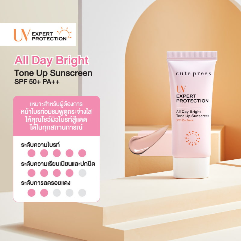 คิวท์เพรส ยูวี เอ็กซ์เพิร์ท โพรเทคชั่น ออล เดย์ ไบรท์ ซันสกรีน SPF 50+ PA++ 30 มล.