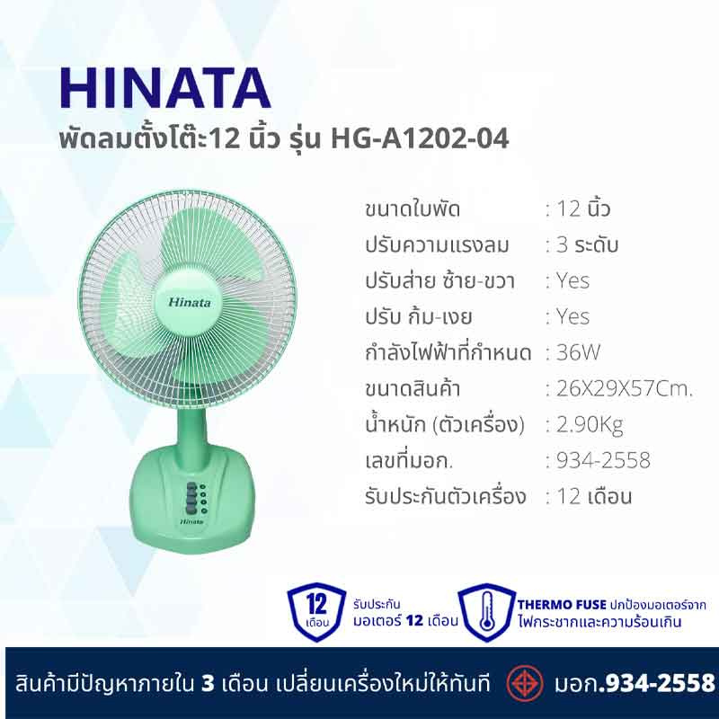 Hinata พัดลมตั้งโต๊ะ 12 นิ้ว รุ่น HG-A1202-04