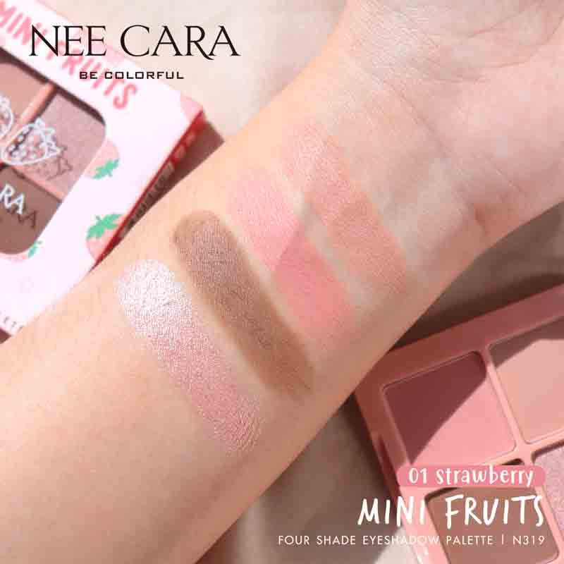 NEE CARA อายแชร์โดว์ MINI FRUIT 4 SHADE EYESHADOW PALETTE N319 - 8กรัม #01 Strawberry