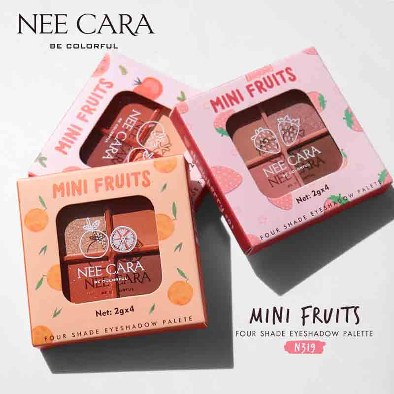 NEE CARA อายแชร์โดว์ MINI FRUIT 4 SHADE EYESHADOW PALETTE N319 - 8กรัม #01 Strawberry