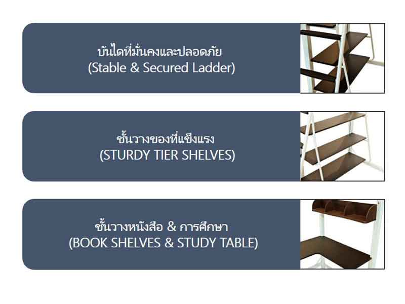 ESPACIO ALOHA เตียงชั้นลอย 3 ฟุต