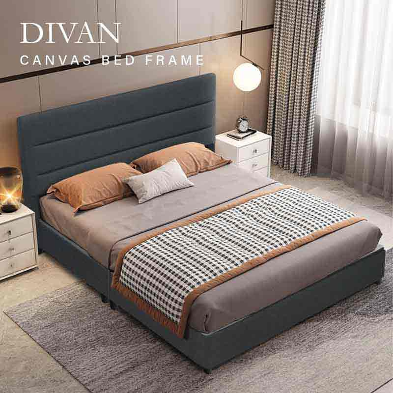 ESPACIO OLIVE DIVAN เตียง ฐานเตียง+หัวเตียง สีเทา