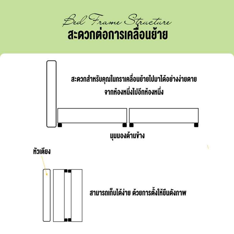 ESPACIO YOSIE DIVAN เตียง ฐานเตียง+หัวเตียง สีเทา