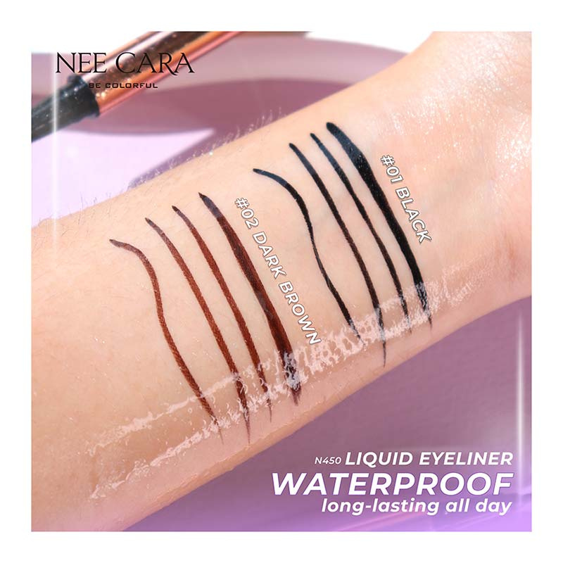 NEE CARA อายไลน์เนอร์ LIQUID EYELINER WATER PROOF LONG LASTING N450 0.8 กรัม - สี 01 Black 