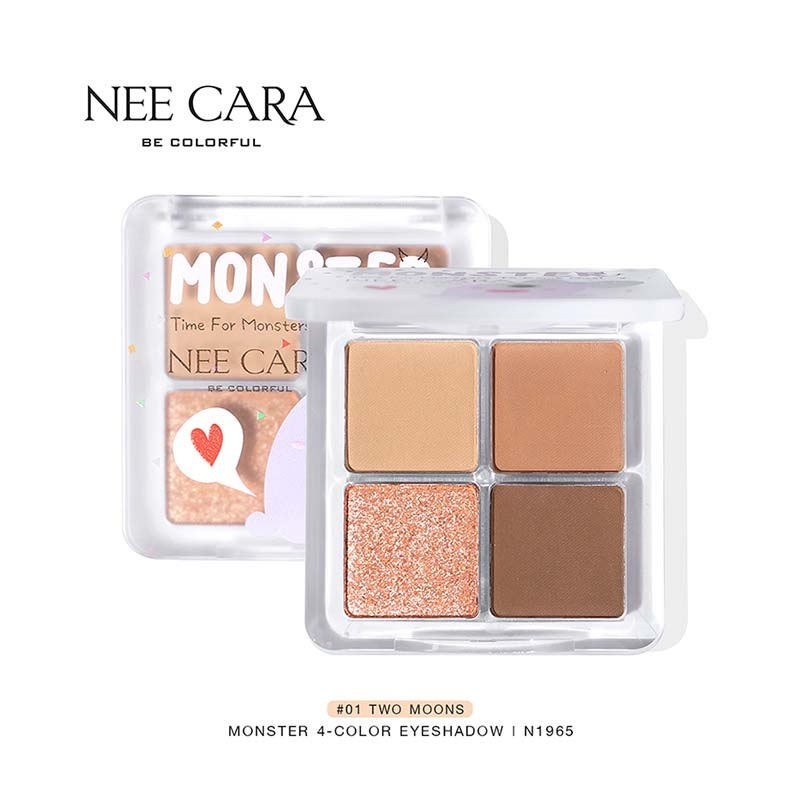 NEE CARA พาเลทอายแชโดว์ MONSTER 4 COLOR EYESHADOW N1965 8 กรัม - สี 01 Two Moons