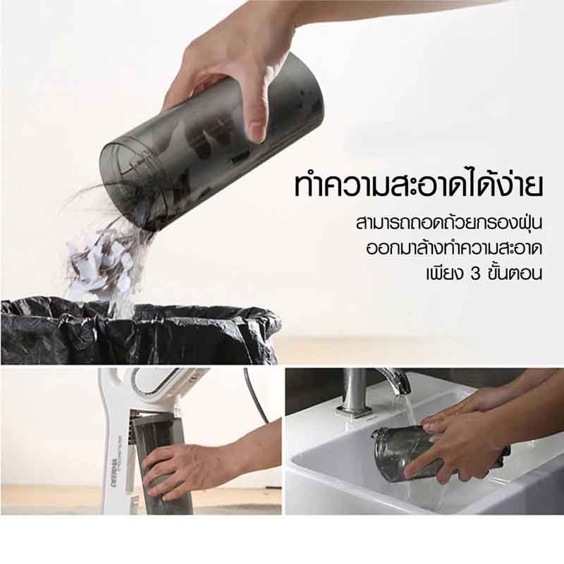 Deerma เครื่องดูดฝุ่น 2in1 แรงดูดสูง แบบพกพา 15000 PA รุ่น DX810