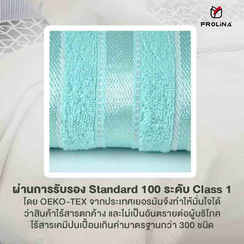 Frolina ผ้าขนหนูเช็ดตัว ขนาด 30x60 นิ้ว รุ่น Solid01 สีเทอคอยส์