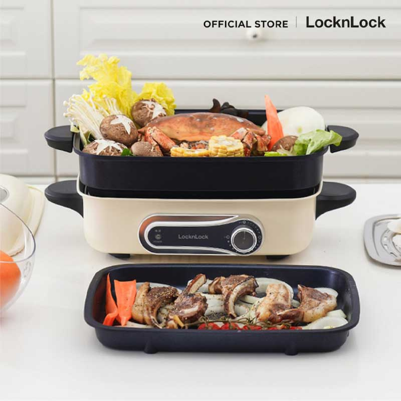 LocknLock หม้อไฟฟ้าพร้อมกระทะย่าง 4.5 ลิตร รุ่น EJP543IVY