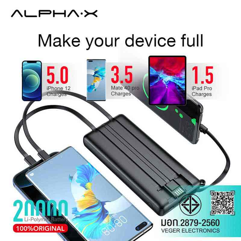 Alpha.X Power Bank 20000 mAh รุ่น E20