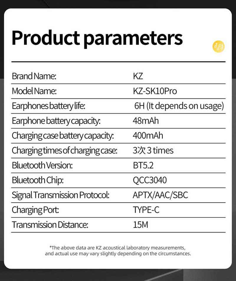 KZ หูฟังบลูทูธแบบ True Wireless รุ่น  SK10 PRO