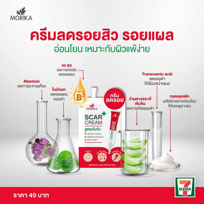 Morika ครีมบำรุงผิว Scar Cream 5 กรัม (แพ็ก 6 ชิ้น)