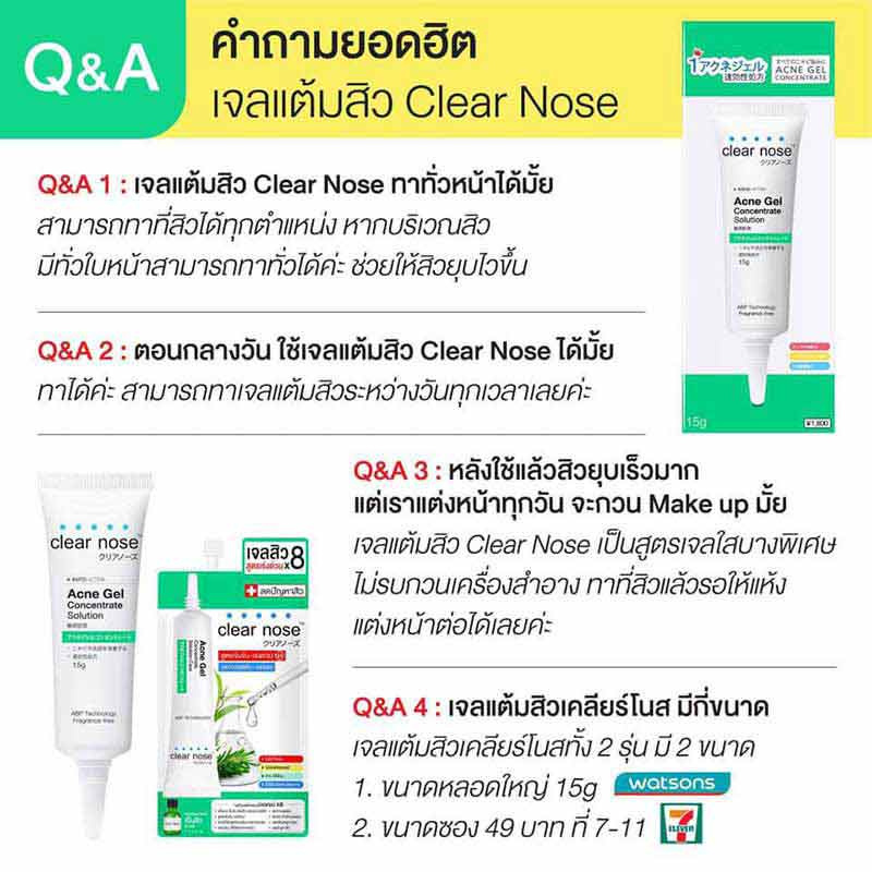 Clear nose  เจลเเต้มสิว Acne Gel Concentrate Solution 15  กรัม 