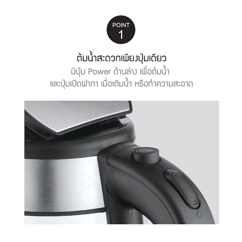 LocknLock กาต้มน้ำไฟฟ้า 1.7 ลิตร รุ่น EJK439BLK