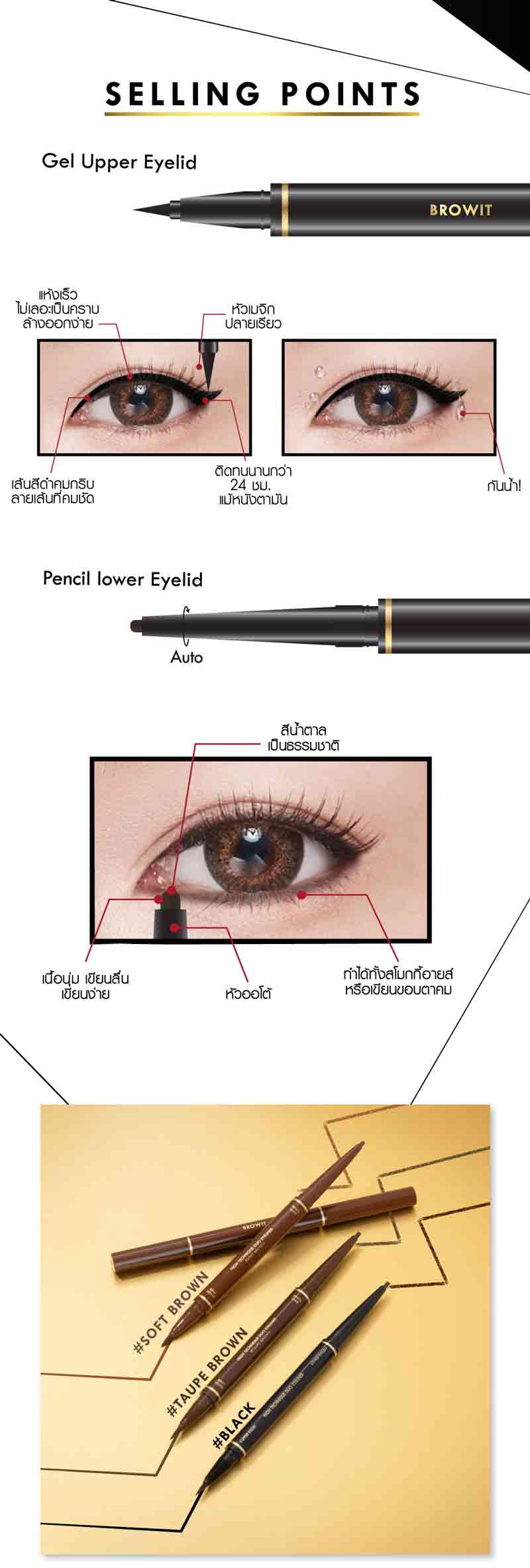 Browit อายไลน์เนอร์สองหัว High Technique Duo Eyeliner 0.4 มล.+0.08 กรัม