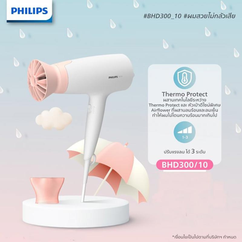 Philips ไดร์เป่าผม 1600W รุ่น BHD300-10 