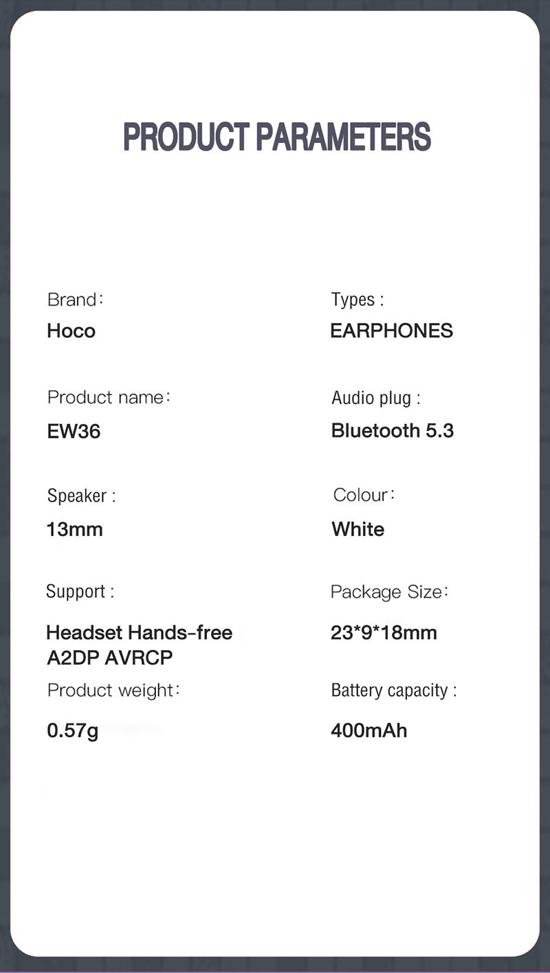 Hoco หูฟังบลูทูธแบบ True Wireless รุ่น EW36