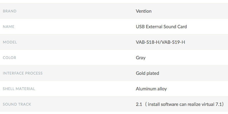 Vention การ์ดเสียง USB (VAB-S19-H)