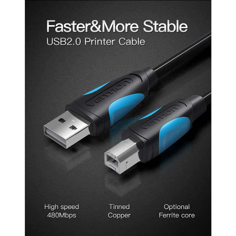 Vention สายแปลง USB2.0 A เป็น USB2.0 B Print Cable (VAS-A16-B200) 2 เมตร