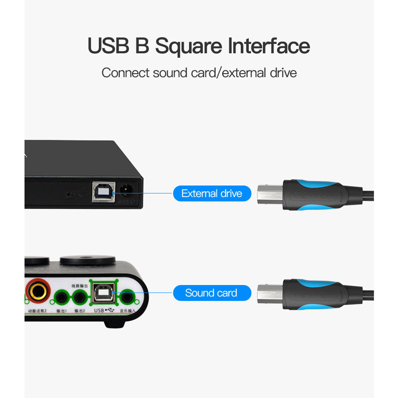 Vention สายแปลง USB2.0 A เป็น USB2.0 B Print Cable (VAS-A16-B200) 2 เมตร